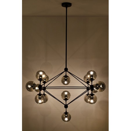 Lampa wisząca PLANETARIO 15 czarna - klosze dymione
