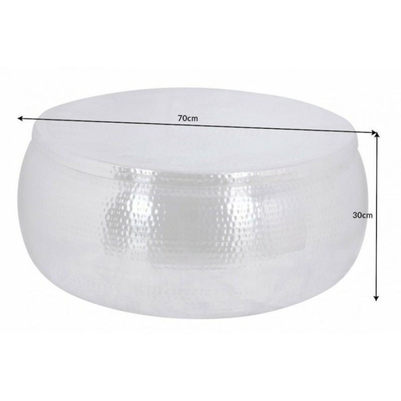 INVICTA stolik kawowy ORIENT STORAGE - 70cm, aluminum, metal, srebrny