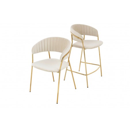 Hoker MARGO 65 beżowy - welur, podstawa złota