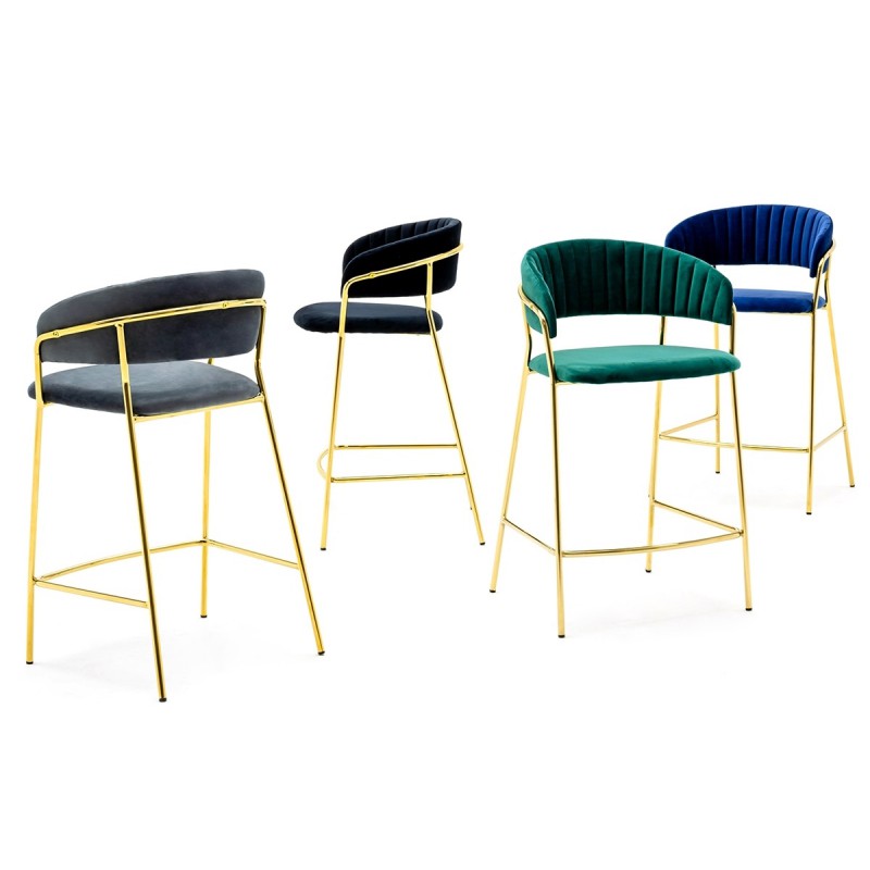 Hoker MARGO 65 ciemny szary - welur, podstawa złota