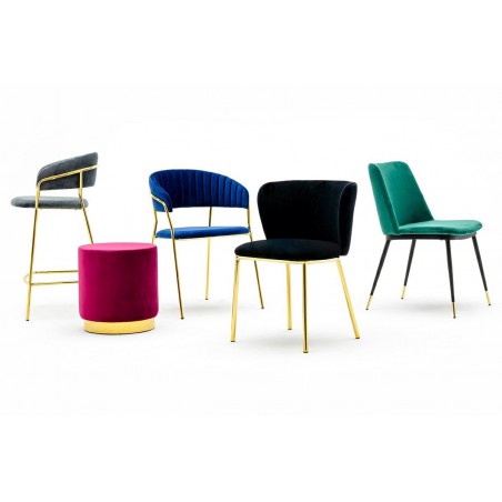 Hoker MARGO 65 ciemny szary - welur, podstawa złota