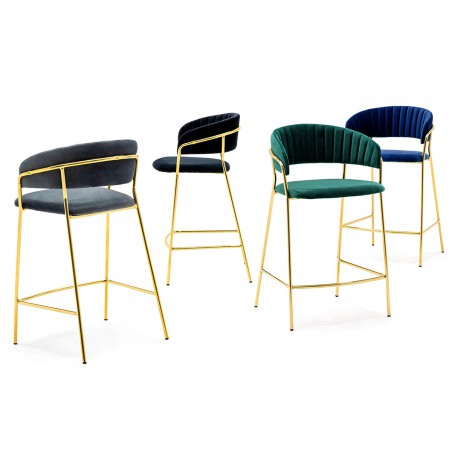 Hoker MARGO 65 ciemny niebieski - welur, podstawa złota