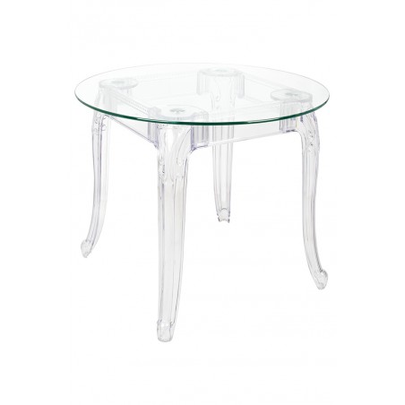 Stół KING ROUND 90 transparentny - poliwęglan, szkło hartowane