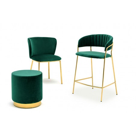 Hoker MARGO 65 ciemny zielony - welur, podstawa złota
