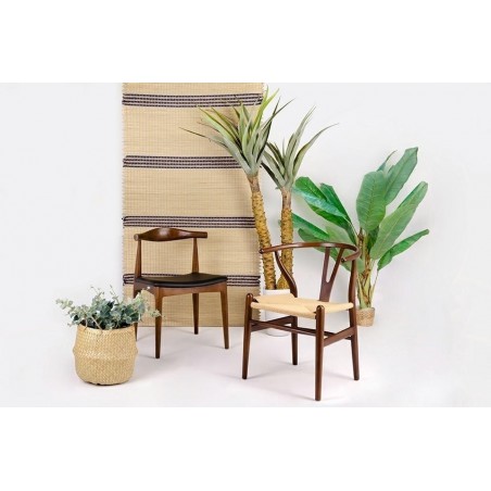 Krzesło KENNEDY ciemnobrązowe - drewno jesion, ekoskóra