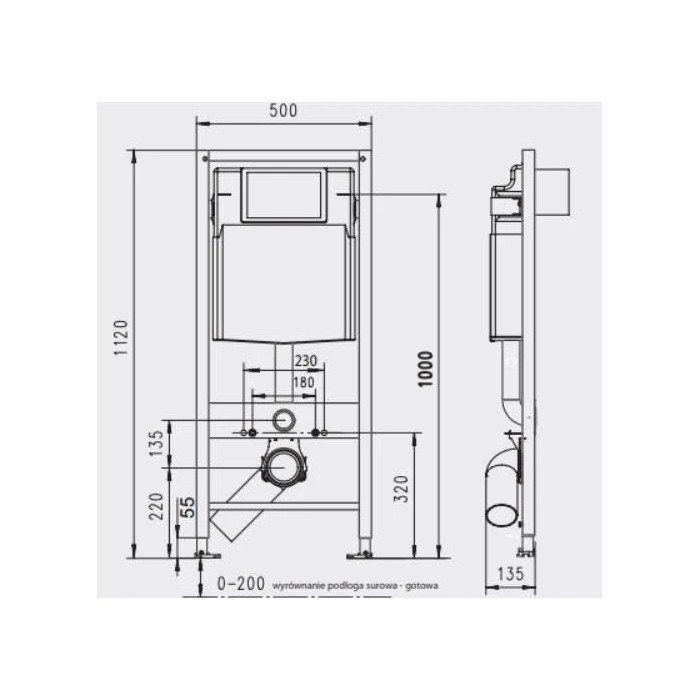 Stelaż WC WERIT podtynkowy 3w1 (przycisk chrom...