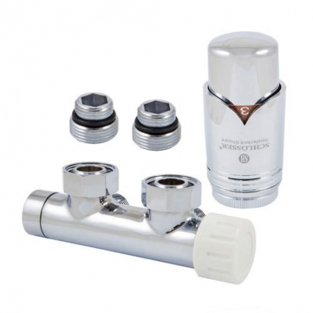 Schlosser zestaw zaworów AG1 środkowe L/P D-50 z głowicą term., kompletny, chromowy