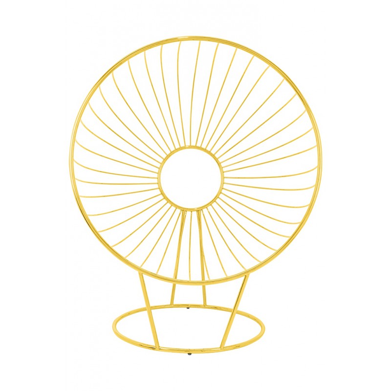 Fotel GABBIA STAND złoty z podnóżkiem