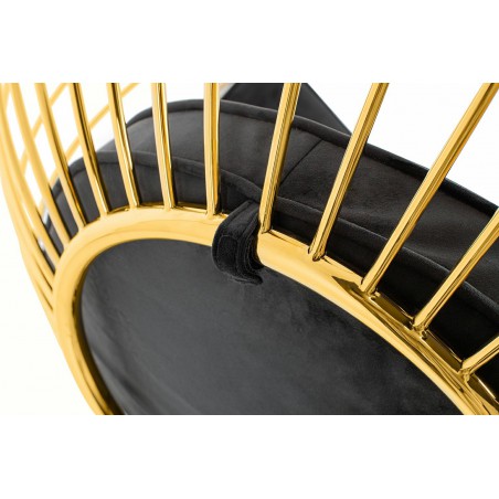 Fotel GABBIA STAND złoty z podnóżkiem