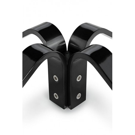 Fotel ARNI HIGH z podnóżkiem czarny - ekoskóra, stal szczotkowana