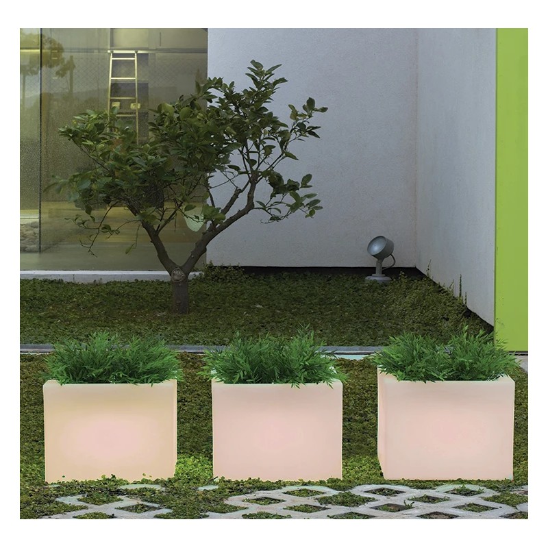 NEW GARDEN donica NARCISO 40 SOLAR biała - LED, sterowana pilotem