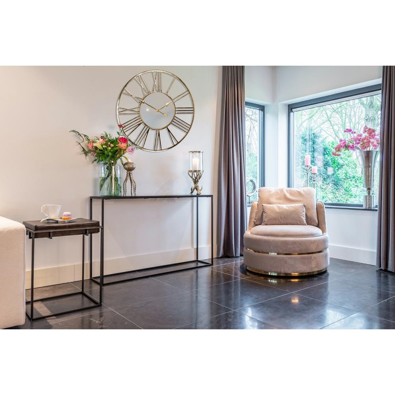 RICHMOND fotel obrotowy KYLIE KHAKI  VELVET beżowy, podstawa złota