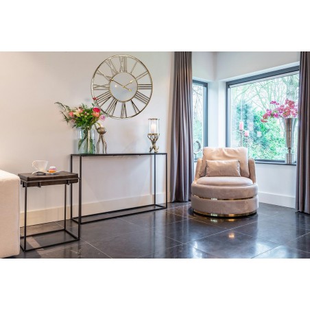 RICHMOND fotel obrotowy KYLIE KHAKI  VELVET beżowy, podstawa złota