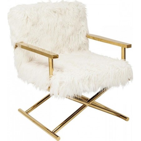 KARE fotel MR. FLUFFY biały / złoty