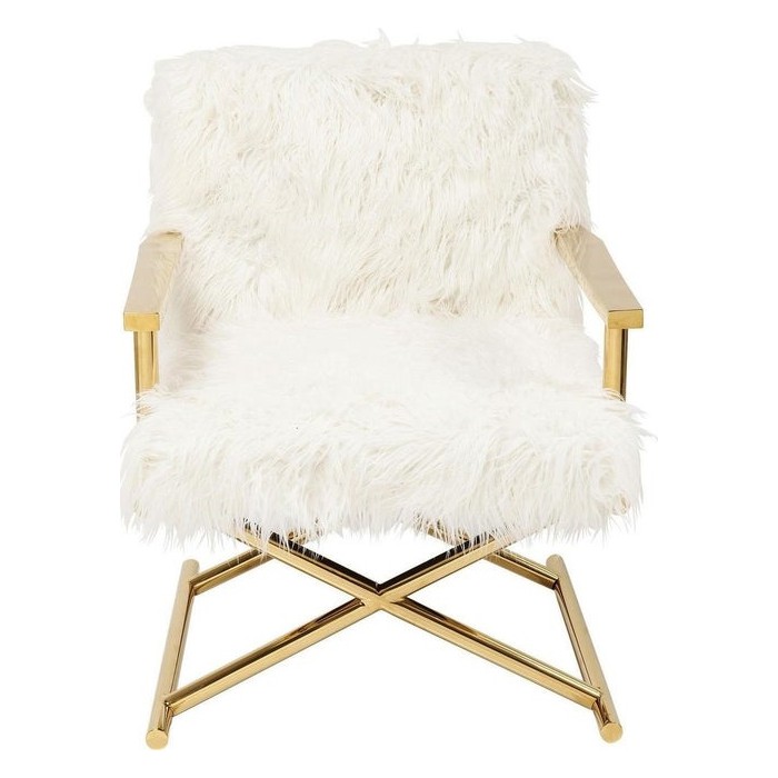 KARE fotel MR. FLUFFY biały / złoty