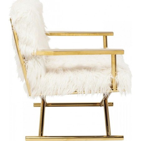 KARE fotel MR. FLUFFY biały / złoty