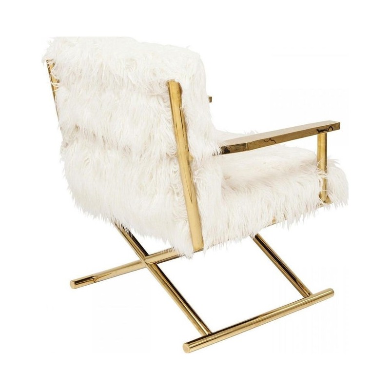 KARE fotel MR. FLUFFY biały / złoty