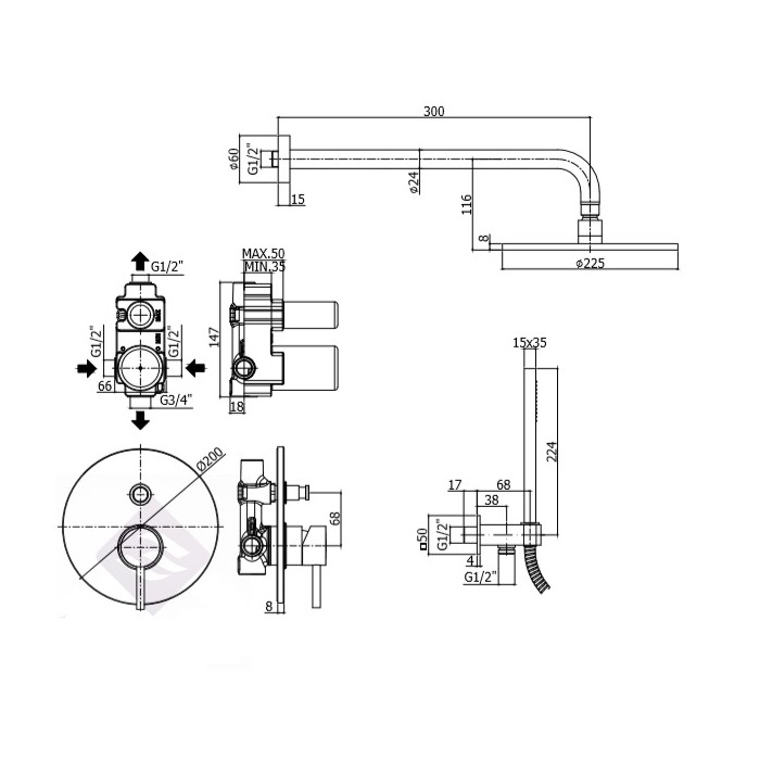 Paffoni Light Zestaw natryskowy podtynkowy...