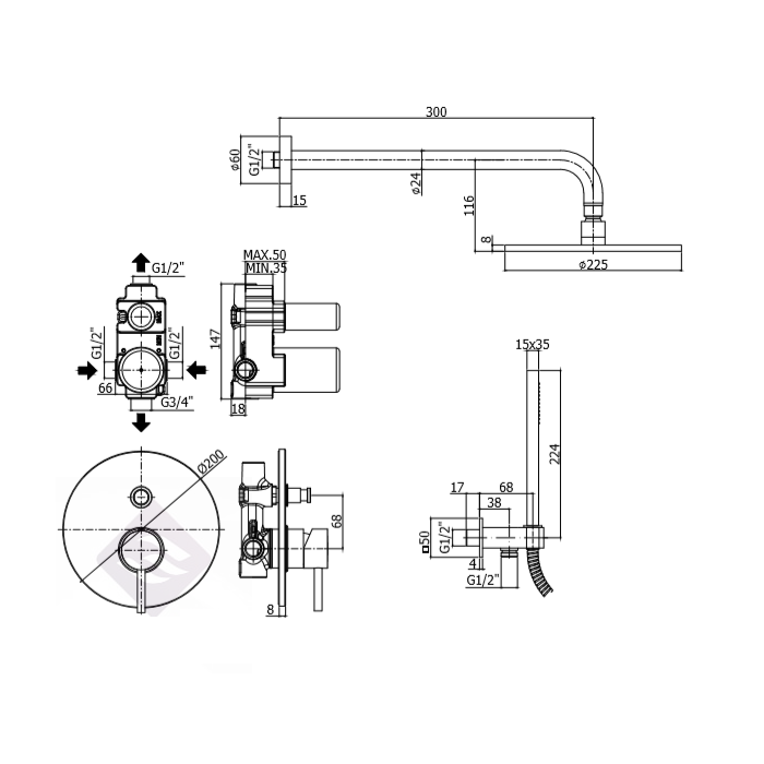 Paffoni Light Zestaw natryskowy podtynkowy...