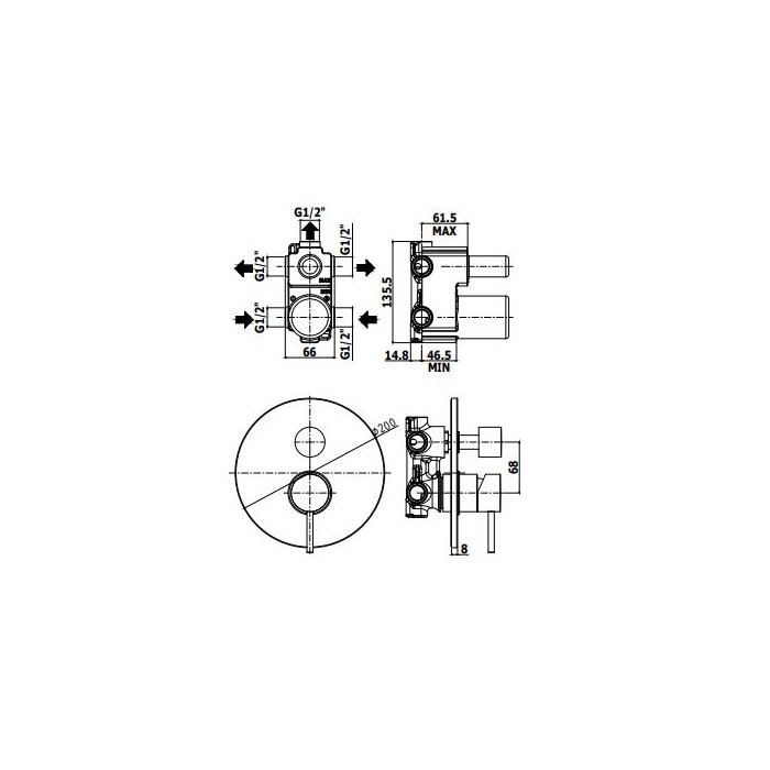 Paffoni Light Bateria podtynkowa 3-drożna z...