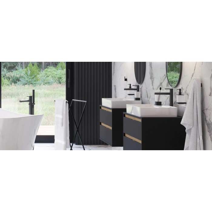 Excellent PI Bateria Umywalkowa Wysoka Czarny Mat