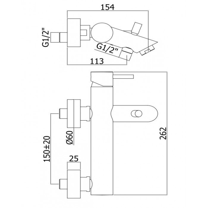 Paffoni Light Bateria wannowa ścienna (korpus)...