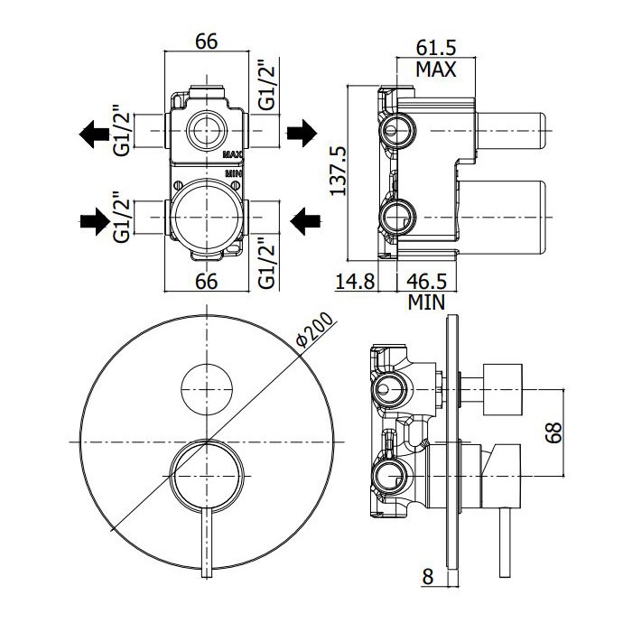 Paffoni Light Bateria podtynkowa 2-drożna z...
