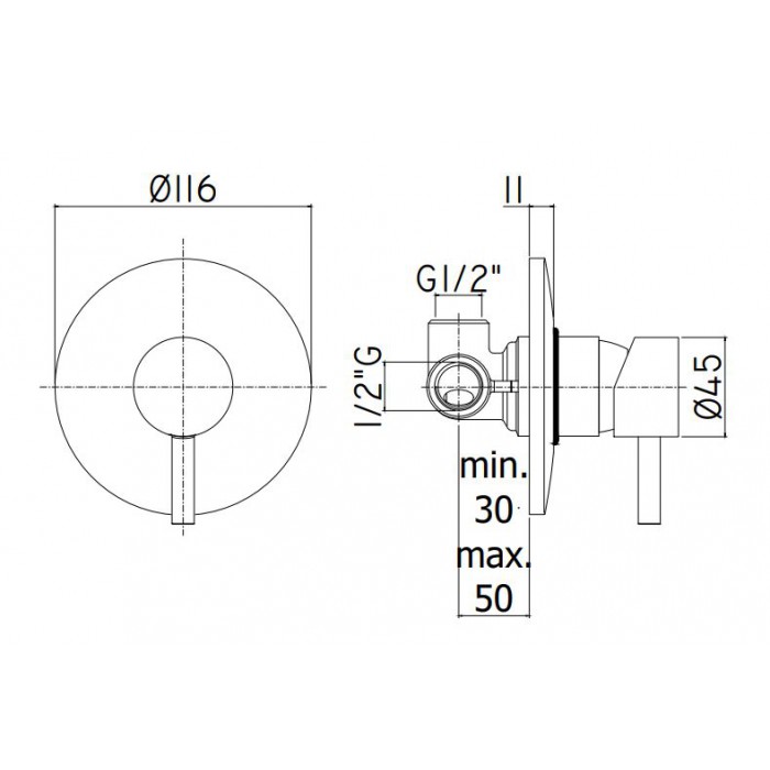 Paffoni Light Bateria podtynkowa 1-drożna Chrom