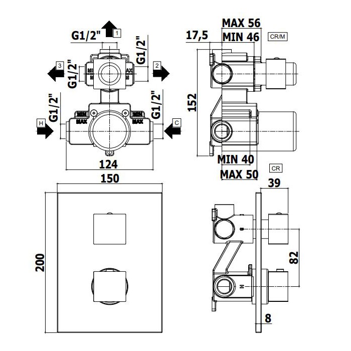 Paffoni Elle Bateria 3-drożna podtynkowa...