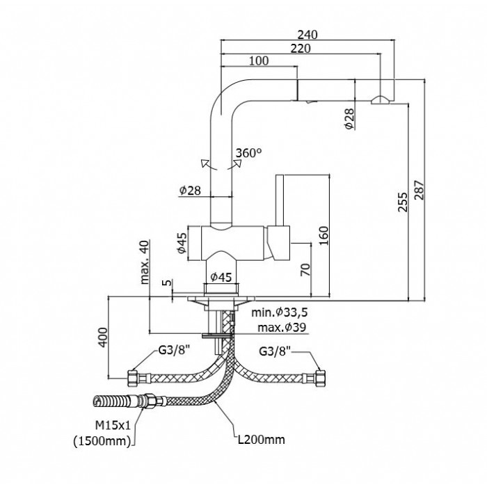 Paffoni Light Bateria zlewozmywakowa kuchenna...