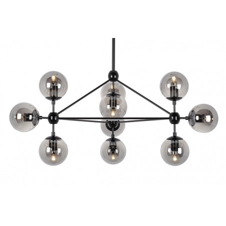 Lampa wisząca PLANETARIO 10 czarna - klosze dymione