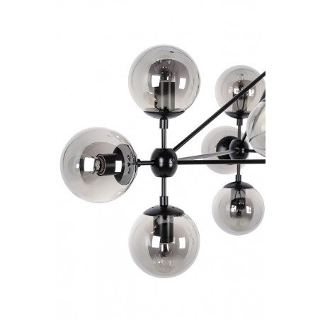 Lampa wisząca PLANETARIO 10 czarna - klosze dymione