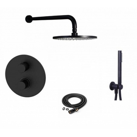 Paffoni Light Zestaw podtynkowy TERMOSTATYCZNY deszczownica 30 cm czarny mat