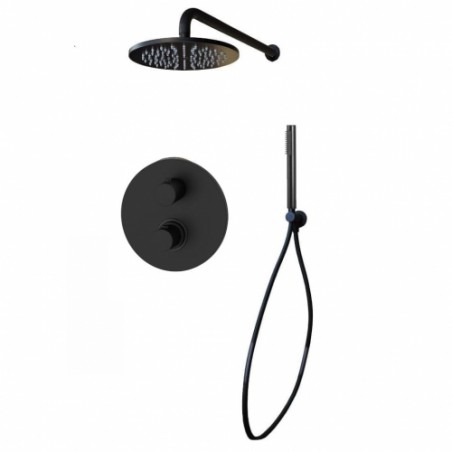 Paffoni Light Zestaw podtynkowy TERMOSTATYCZNY deszczownica 22,5 cm czarny mat