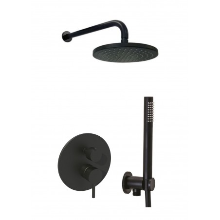 Paffoni Light Zestaw natryskowy podtynkowy L-400mm fi-30cm Czarny mat