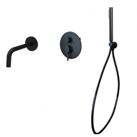Paffoni Light Zestaw wannowo-prysznicowy podtynkowy Czarny mat
