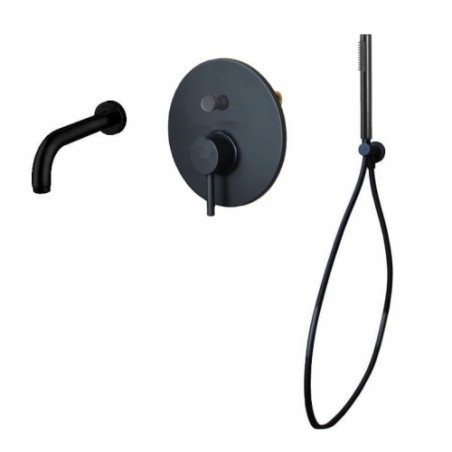 Paffoni Light Zestaw wannowo-prysznicowy podtynkowy czarny mat