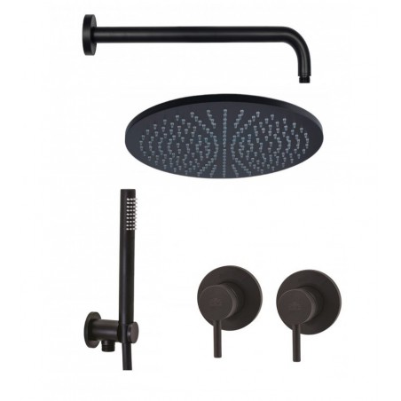 Paffoni Light Zestaw natryskowy podtynkowy L-400mm fi-30cm Czarny mat