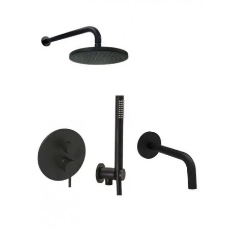 Paffoni Light Zestaw wannowo-prysznicowy podtynkowy z wylewką Czarny mat
