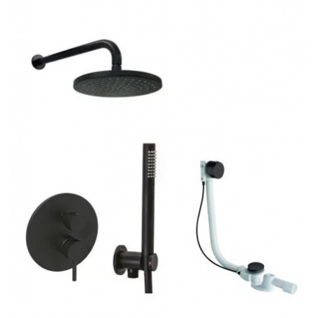 Paffoni Light Zestaw wannowo-prysznicowy podtynkowy z napełnieniem przez przelew Czarny mat