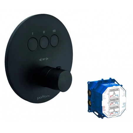 Paffoni Light Bateria podtynkowa TERMOSTATYCZNA 3-drożna Czarny mat