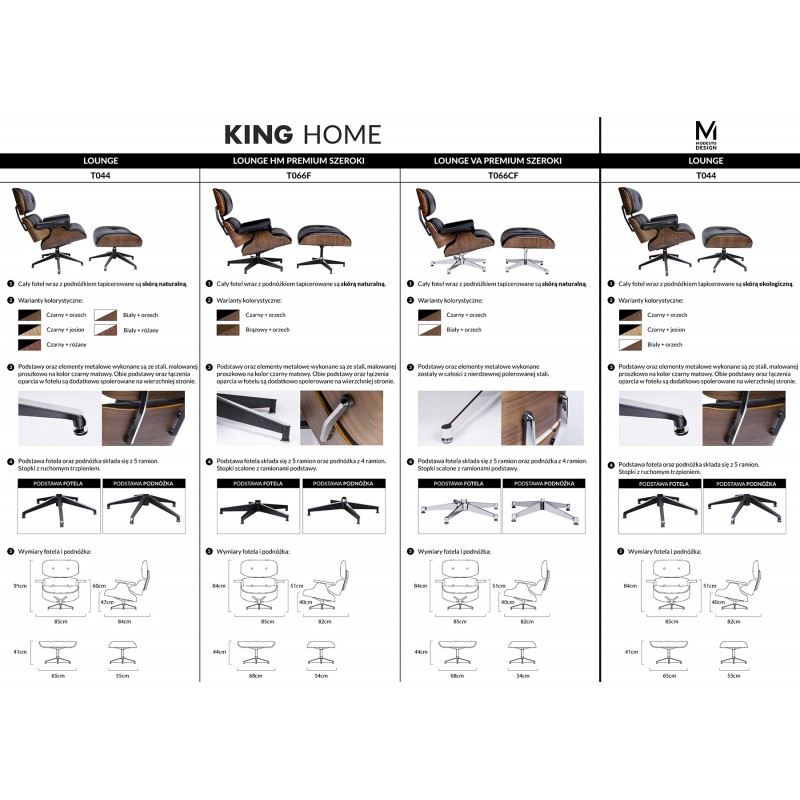 Fotel LOUNGE HM PREMIUM SZEROKI biały - orzech