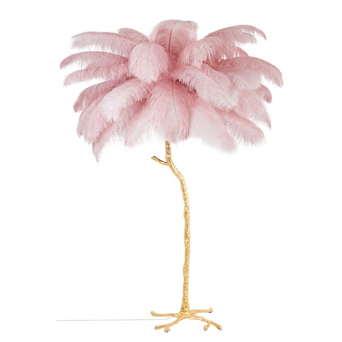 Lampa podłogowa TIFFANY 175 różowa mosiądz /...