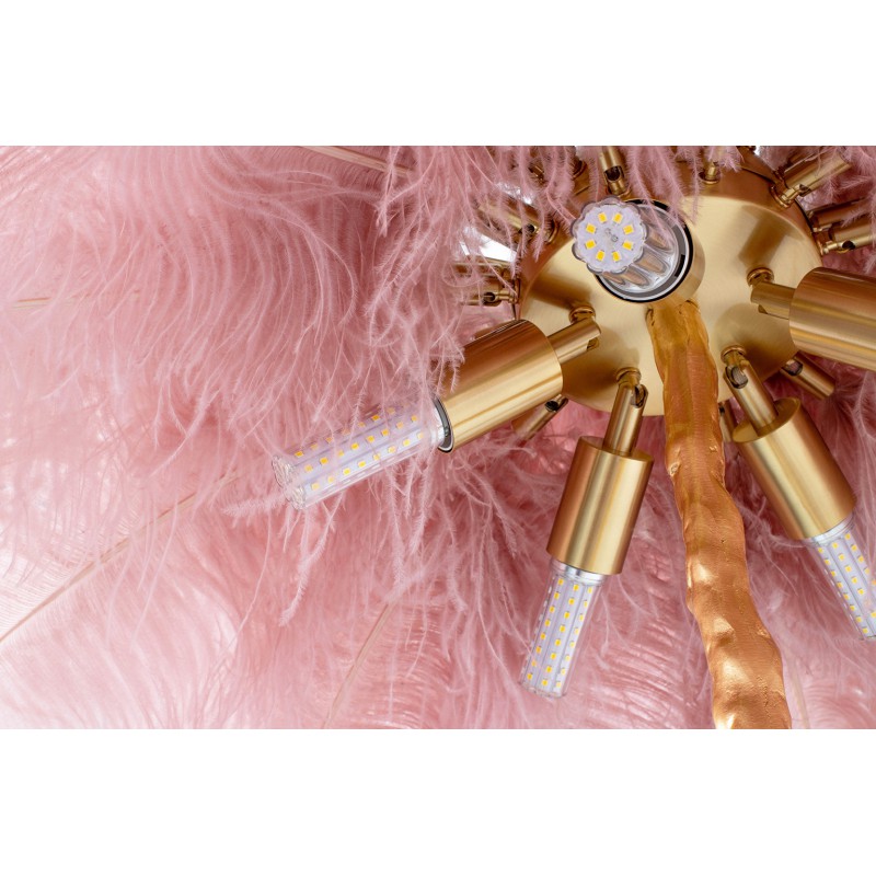 Lampa podłogowa TIFFANY złota / różowa