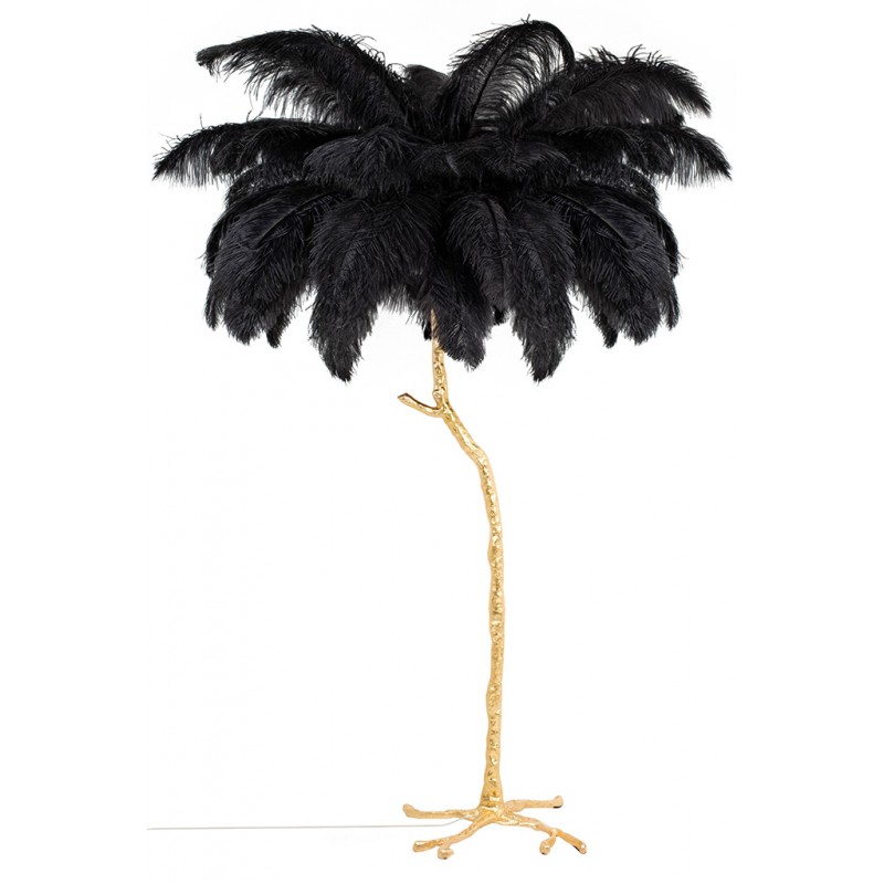 Lampa podłogowa TIFFANY złota / czarna