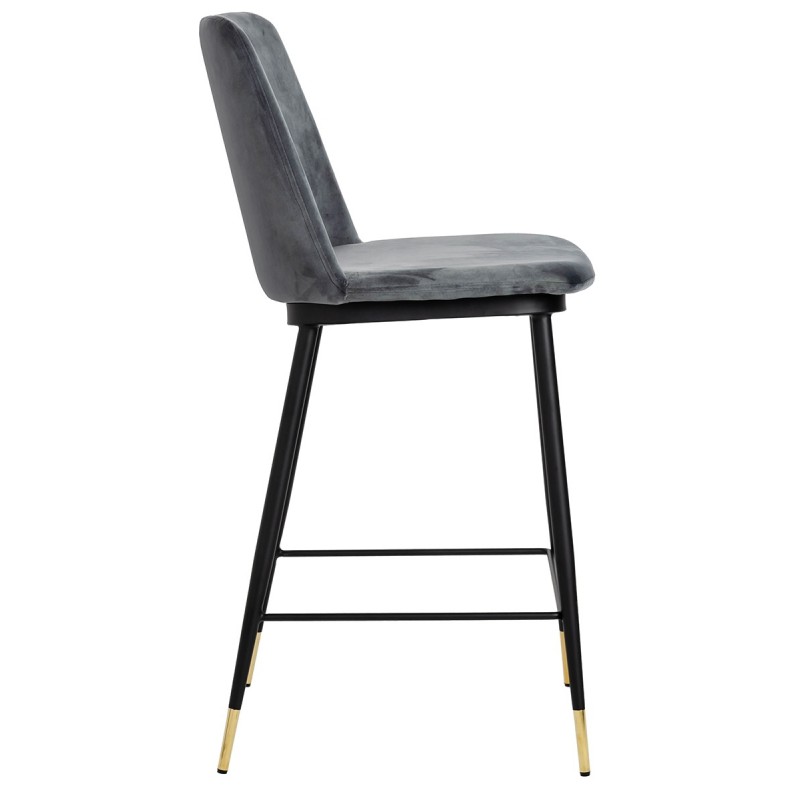 Hoker DIEGO 65 ciemno szary - welur, podstawa czarno złota