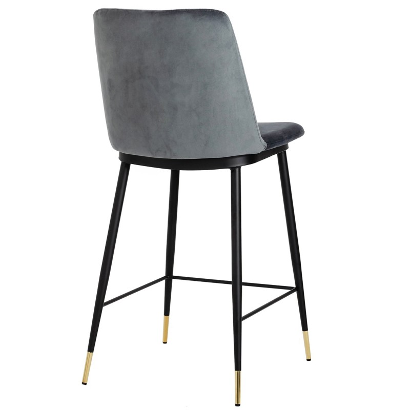 Hoker DIEGO 65 ciemno szary - welur, podstawa czarno złota