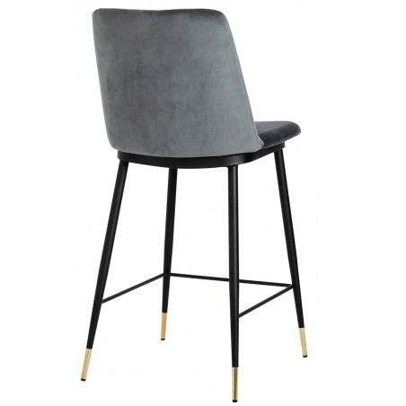 Hoker DIEGO 65 ciemno szary - welur, podstawa czarno złota