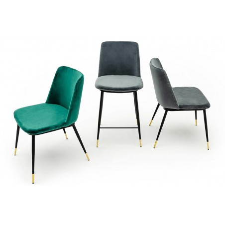 Hoker DIEGO 65 ciemno szary - welur, podstawa czarno złota