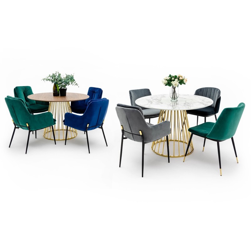 Hoker DIEGO 65 ciemno szary - welur, podstawa czarno złota